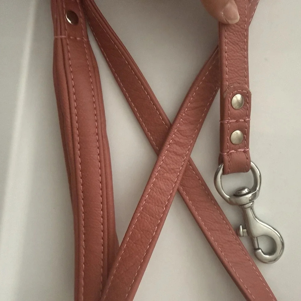 Angel Alpine Pink Leather 5' Long Dog Leash